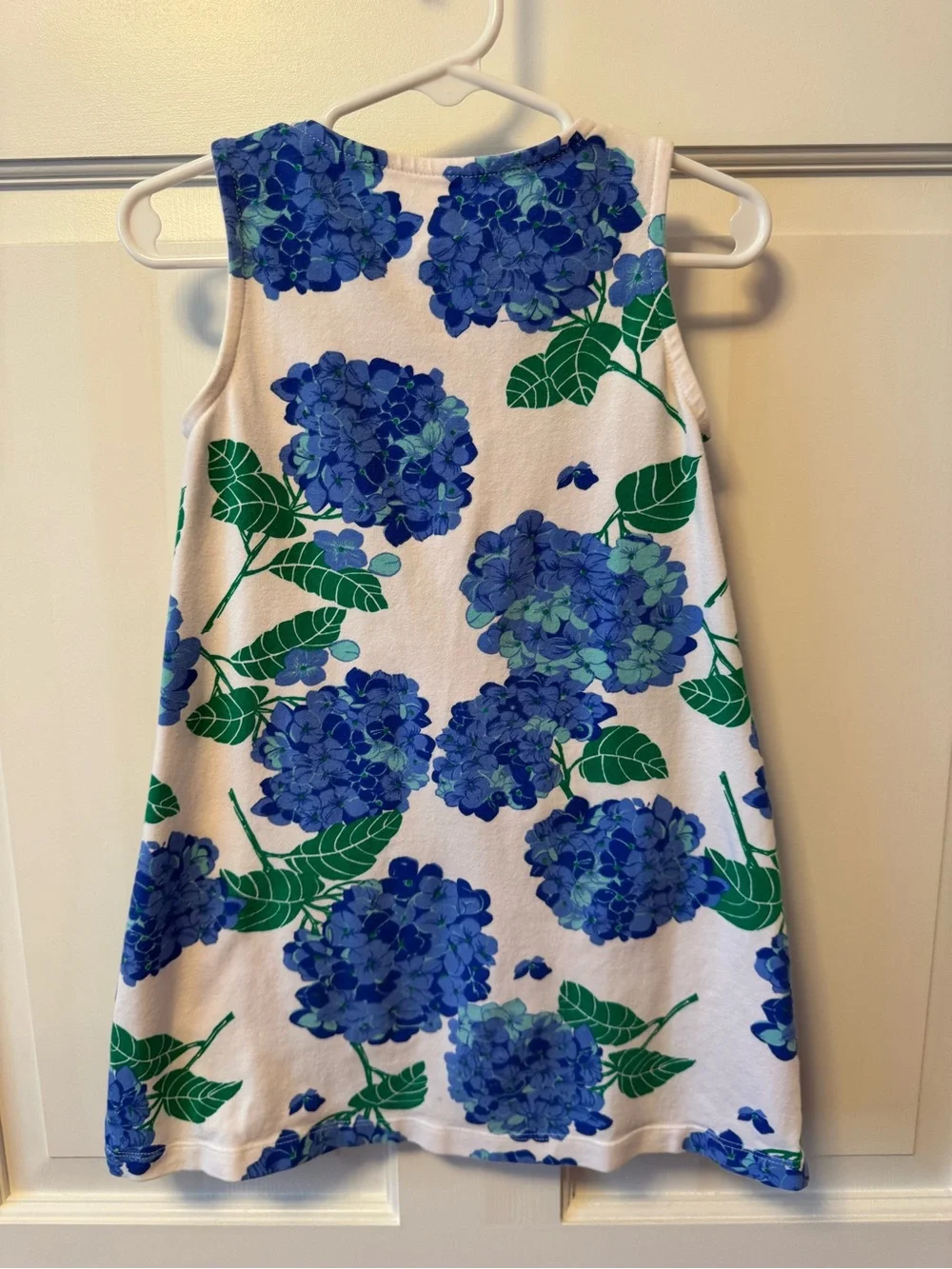 MAHI GOLD White Dress with Blue Floral Hydrangea Print